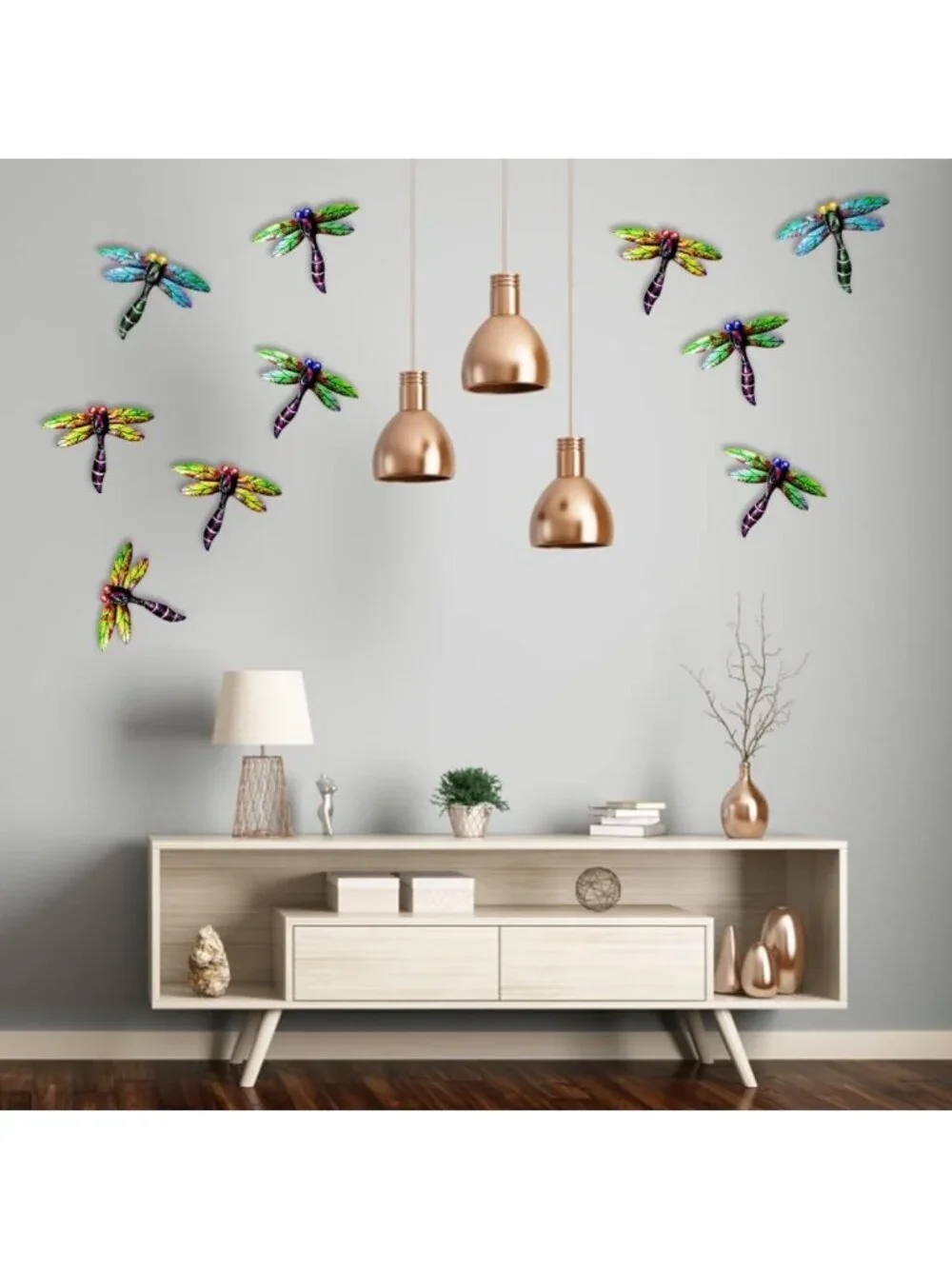 8PCS Metal Dragonfly Wall Art Decor - Outdoor Sculpture for Garden, Patio